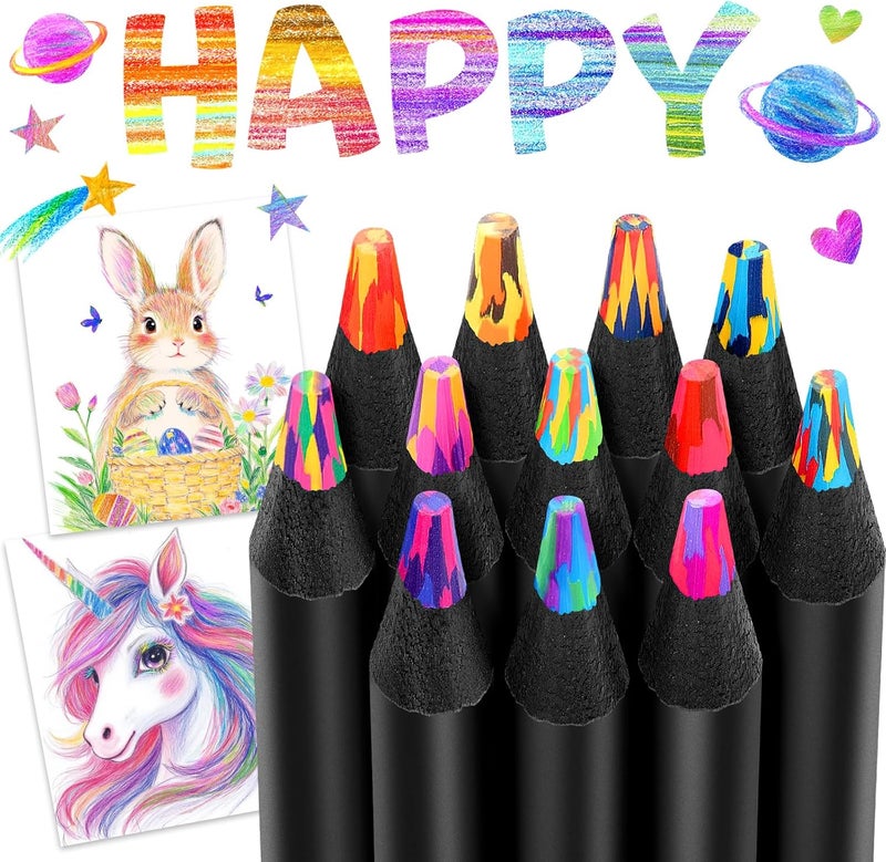 LTINFO Valentines Day Gifts for Kids, Easter Basket Essentials, 12 Rainbow Colored Pencils, Art Supplies, Teen Girl Gifts Trendy Stuff, Arts and Crafts for Kid Ages 8-12 - Image 1